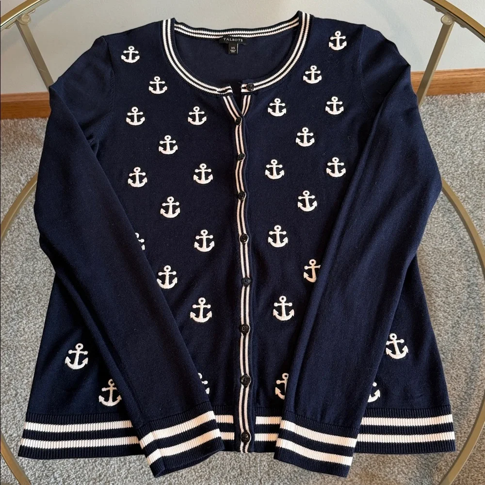 Talbots Nautical Cardigan with anchors Size XS - Picture 12 of 16